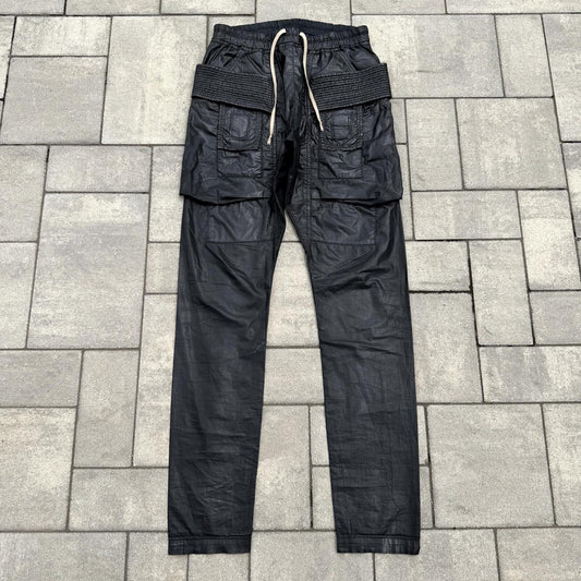 FW12 Rick Owens Black Waxed Creatch Cargos