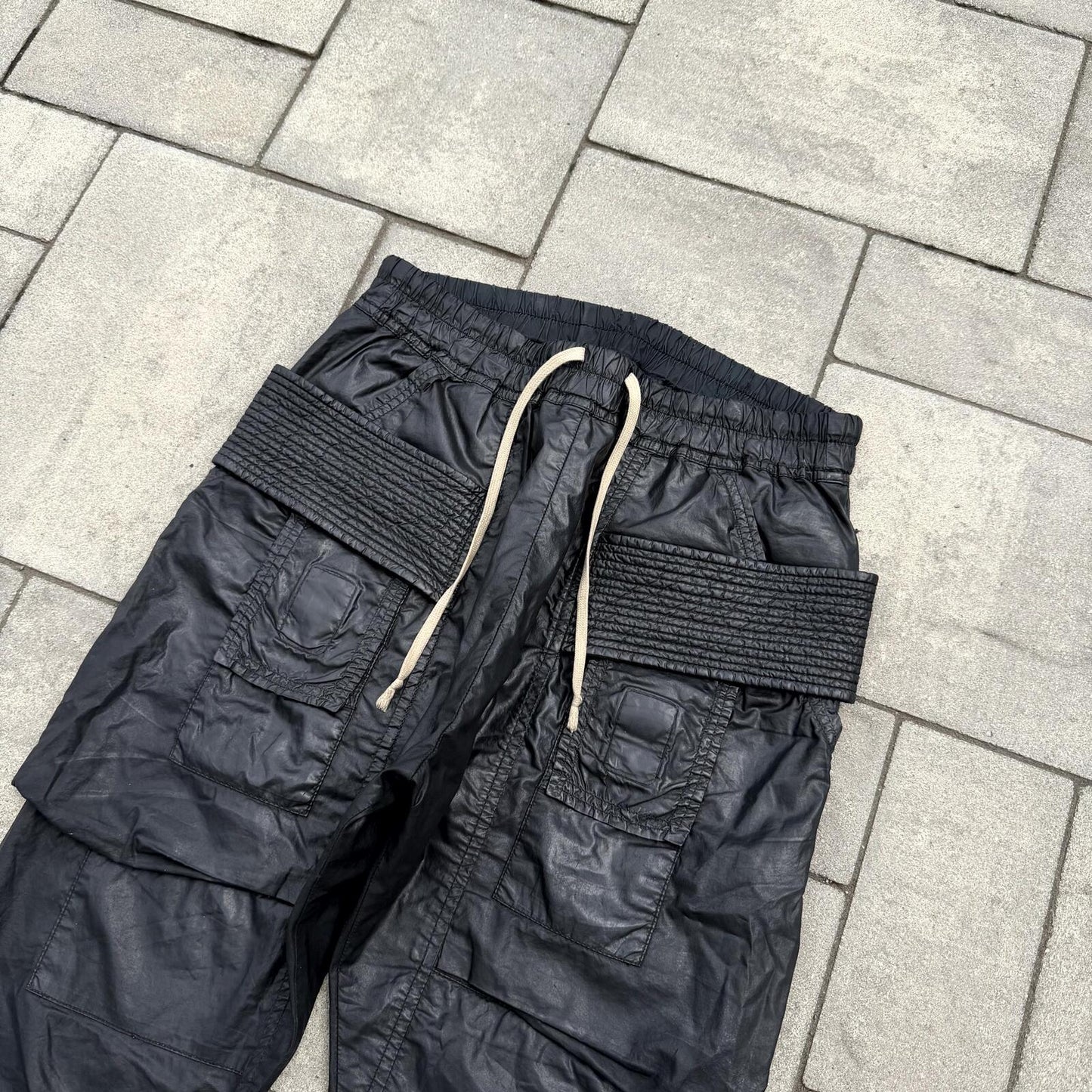 FW12 Rick Owens Black Waxed Creatch Cargos