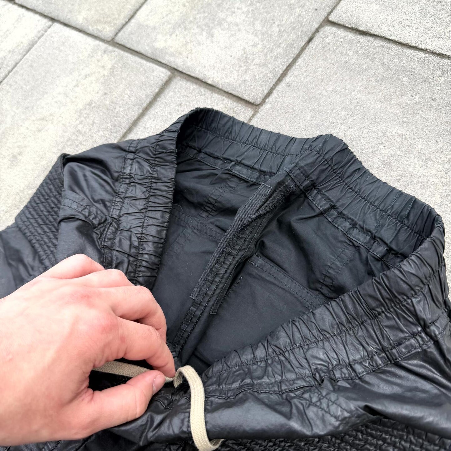 FW12 Rick Owens Black Waxed Creatch Cargos