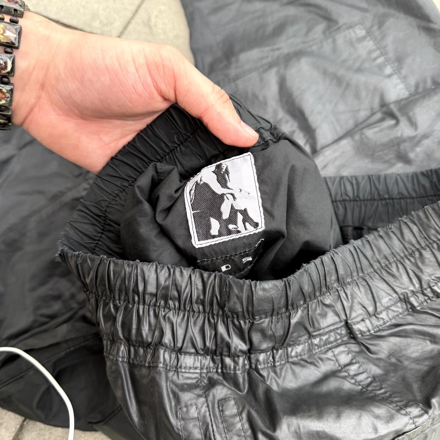 FW12 Rick Owens Black Waxed Creatch Cargos