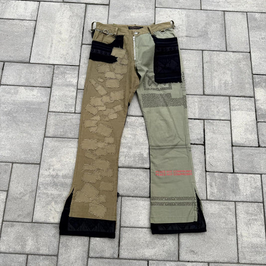 SS03 Undercover Scab Brown Peace Not Compromise Flare Pants