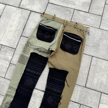 SS03 Undercover Scab Brown Peace Not Compromise Flare Pants