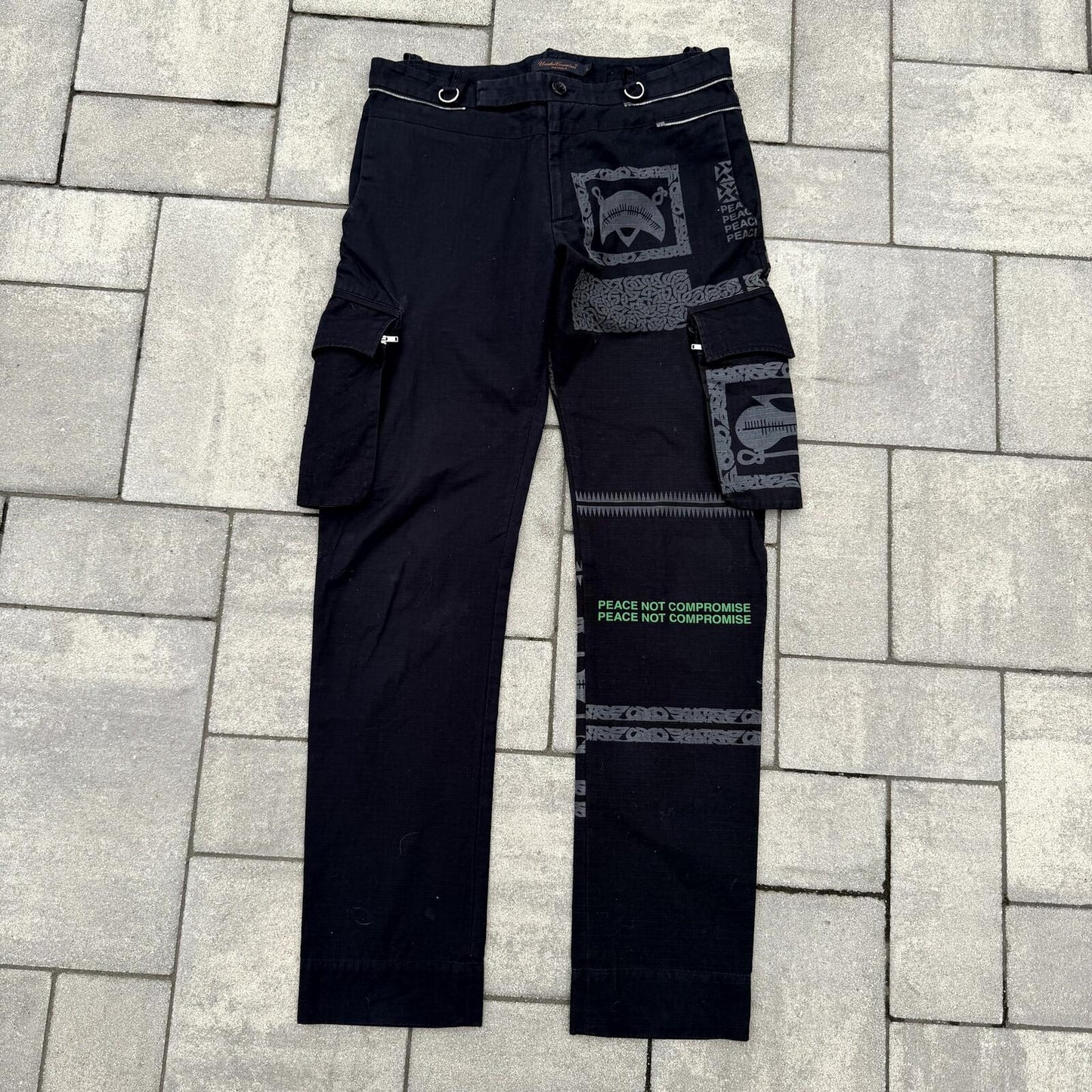 SS03 Undercover Scab Peace Not Compromise Cargo Pants
