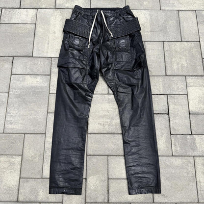 FW12 Rick Owens Black Waxed Creatch Cargos