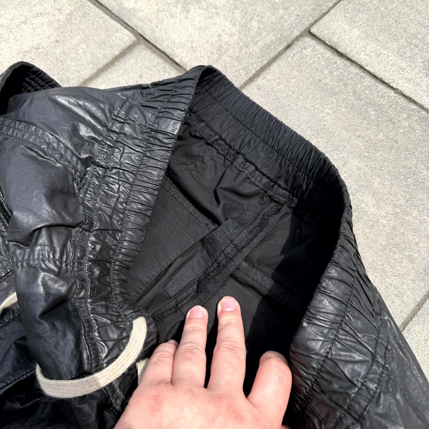 FW12 Rick Owens Black Waxed Creatch Cargos