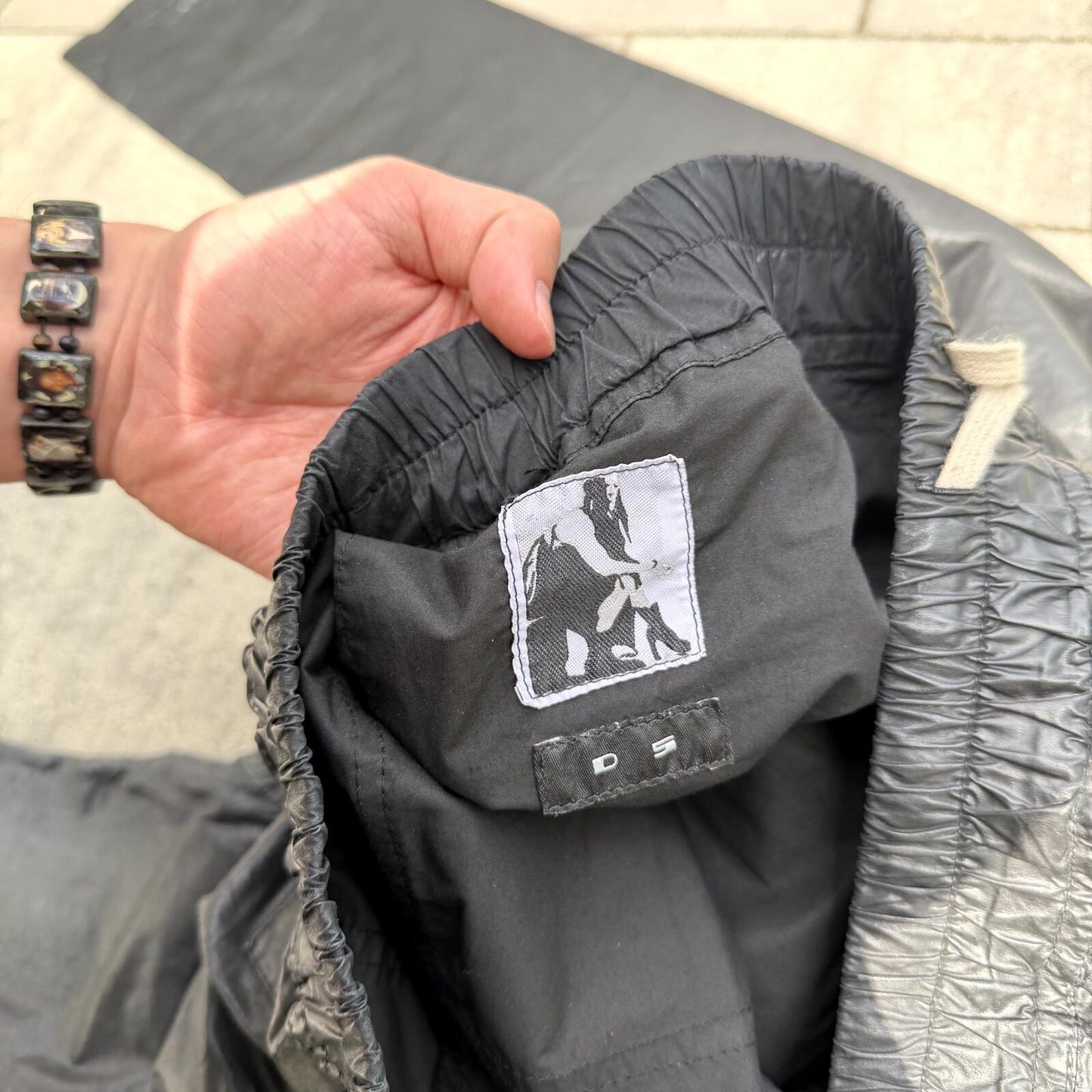 FW12 Rick Owens Black Waxed Creatch Cargos