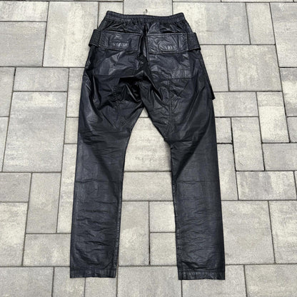 FW12 Rick Owens Black Waxed Creatch Cargos