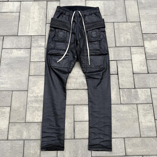SS19 Rick Owens Black Wax Creatch Cargos
