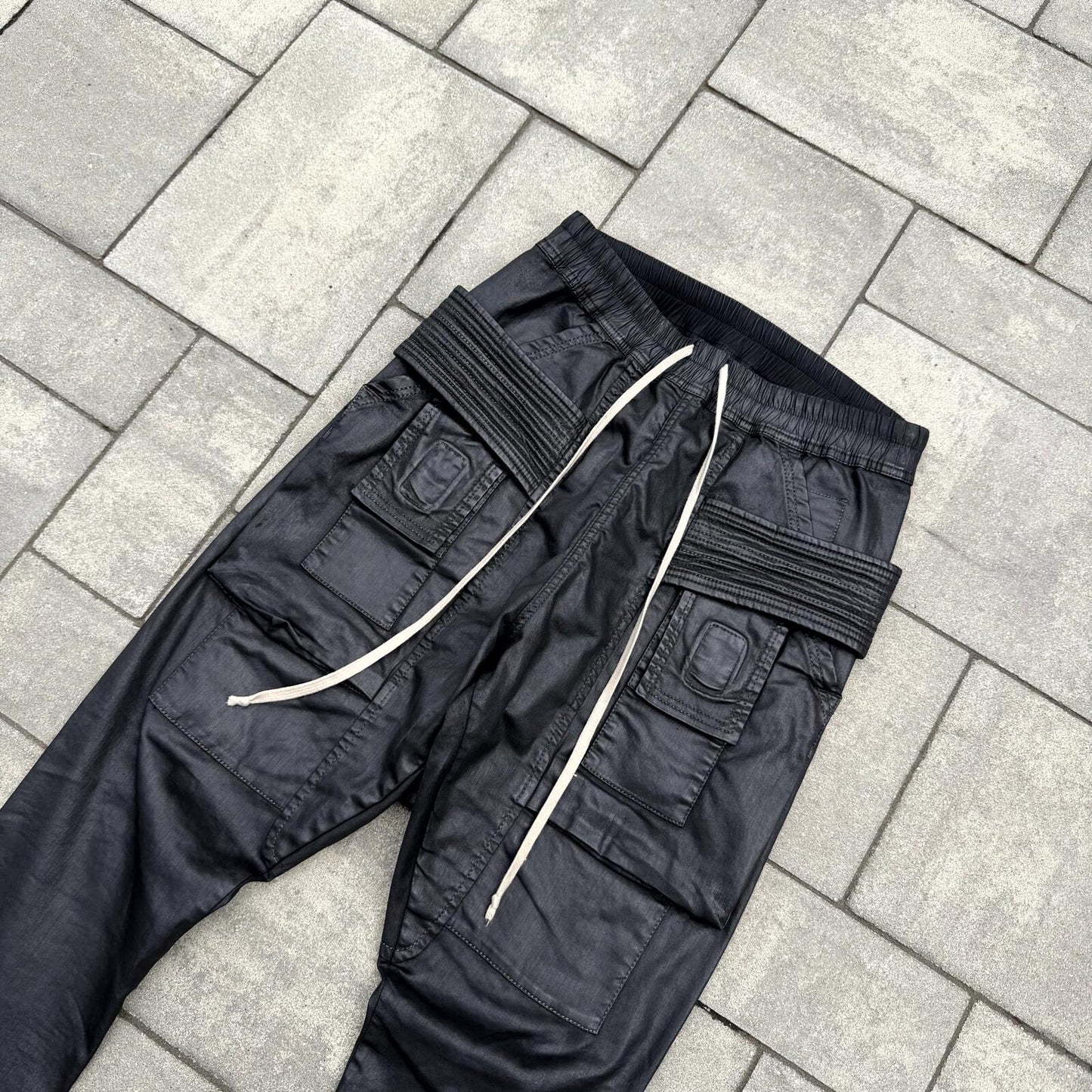 SS19 Rick Owens Black Wax Creatch Cargos