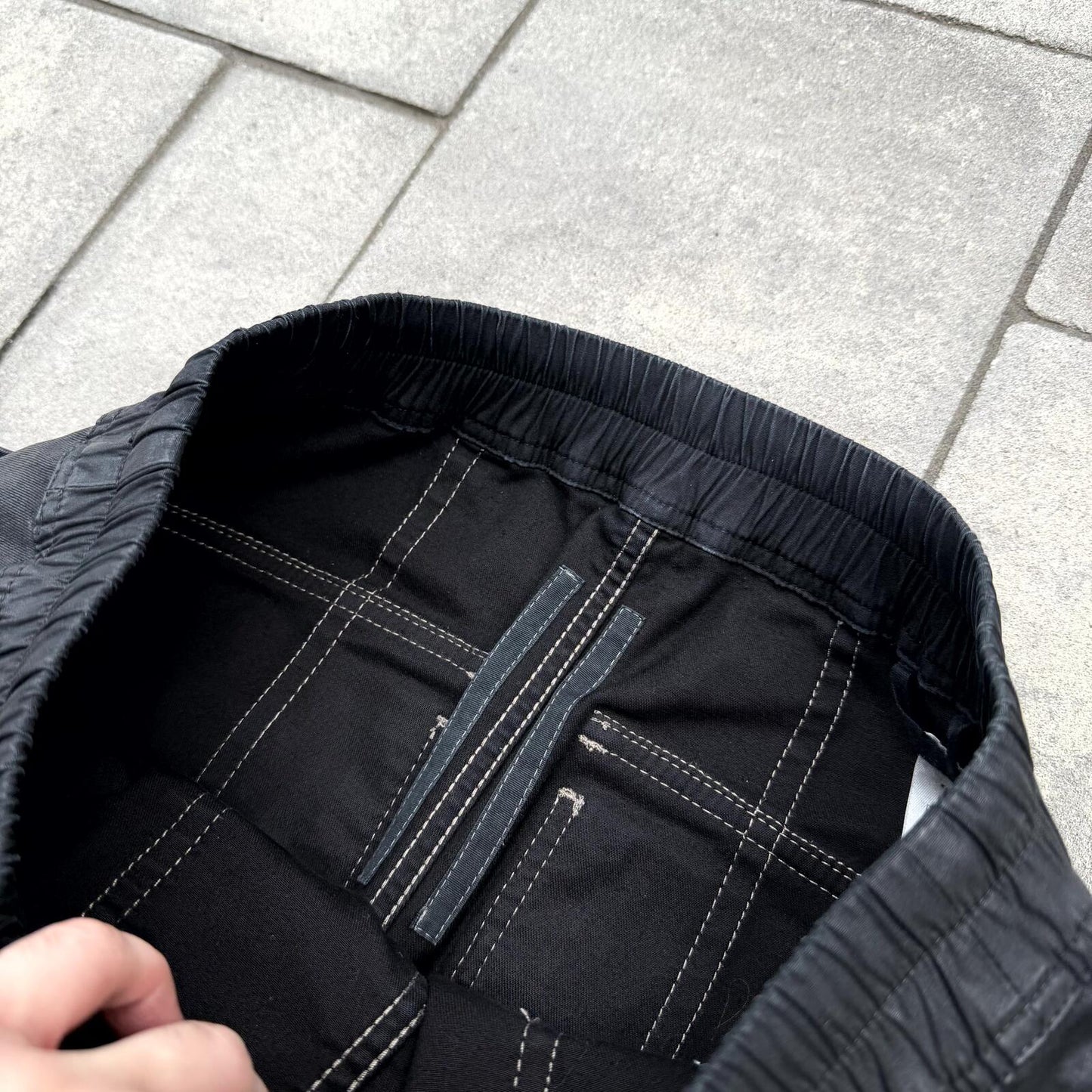 SS19 Rick Owens Black Wax Creatch Cargos