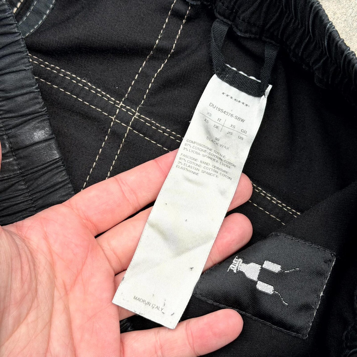 SS19 Rick Owens Black Wax Creatch Cargos