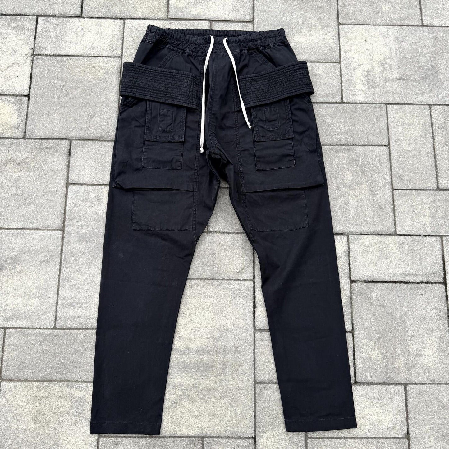 FW15 Rick Owens Black Nylon Creatch Cargos