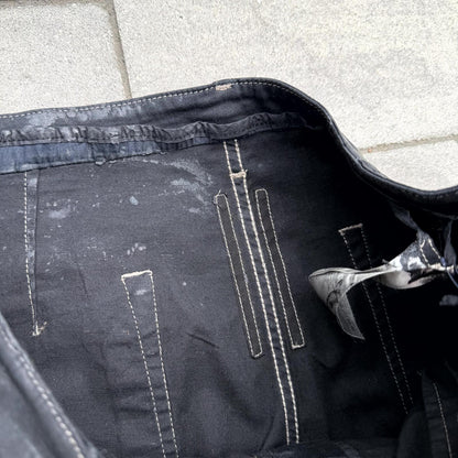 SS25 Rick Owens Black Wax Double Layer Aircut Denim
