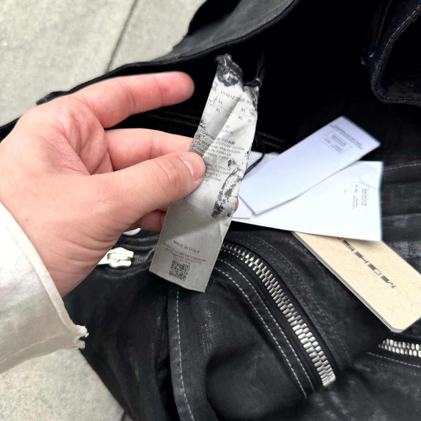 SS25 Rick Owens Black Wax Double Layer Aircut Denim