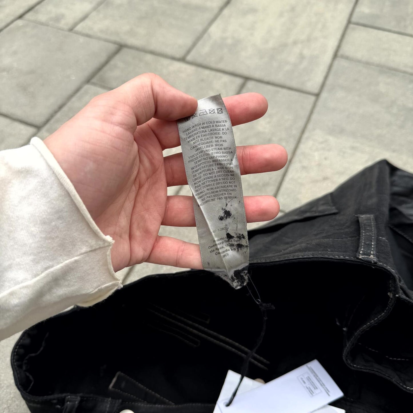 SS25 Rick Owens Black Wax Double Layer Aircut Denim