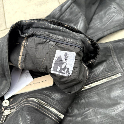 SS25 Rick Owens Black Wax Double Layer Aircut Denim