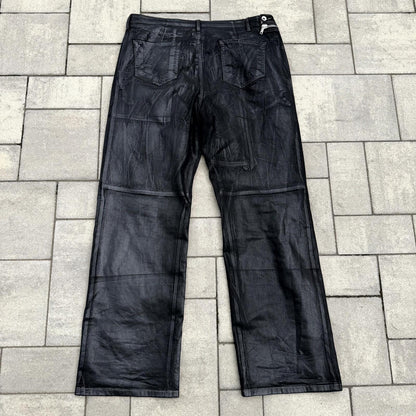 SS25 Rick Owens Black Wax Double Layer Aircut Denim