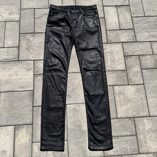 FW13 Rick Owens Black Waxed Berlin Cut Denim