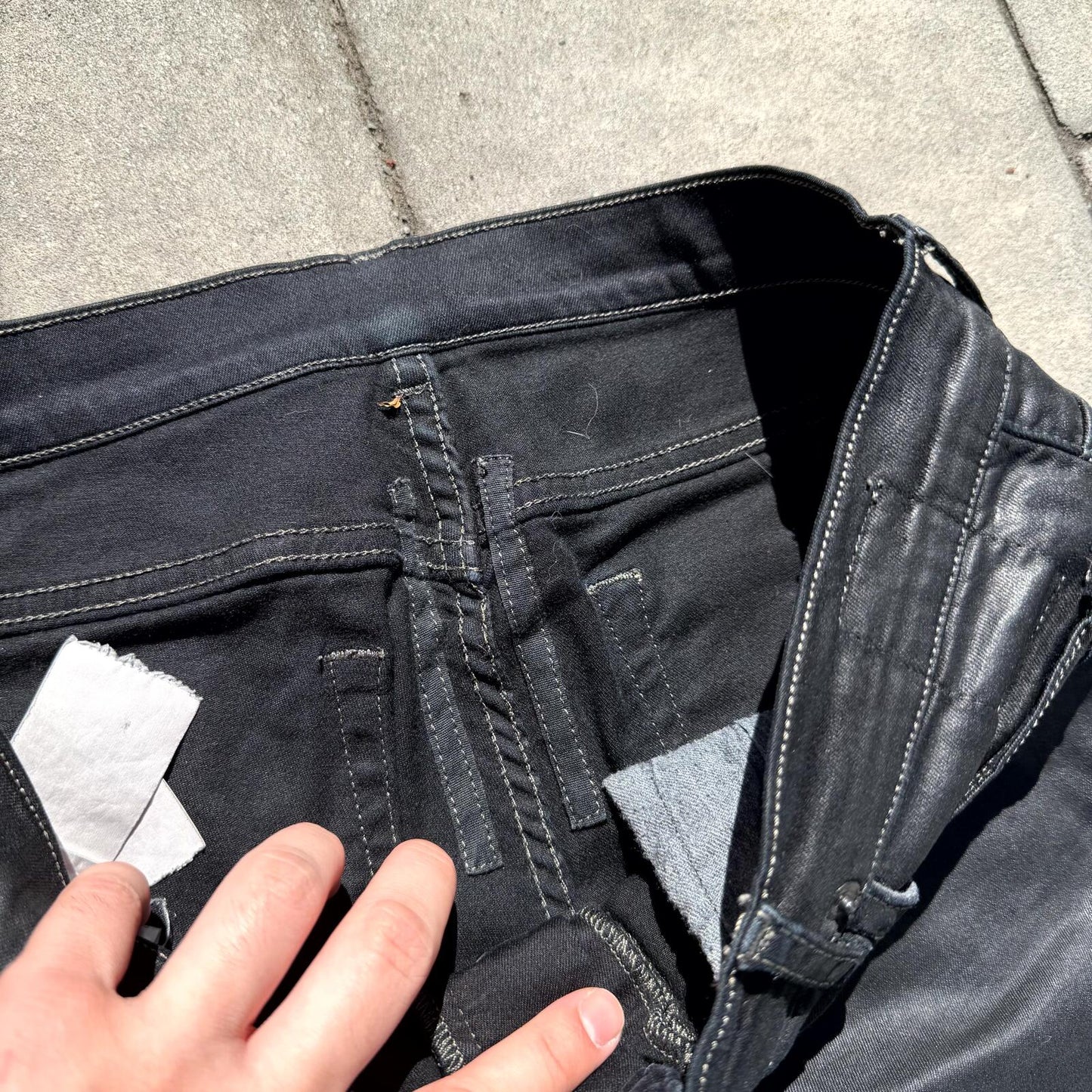 FW13 Rick Owens Black Waxed Berlin Cut Denim