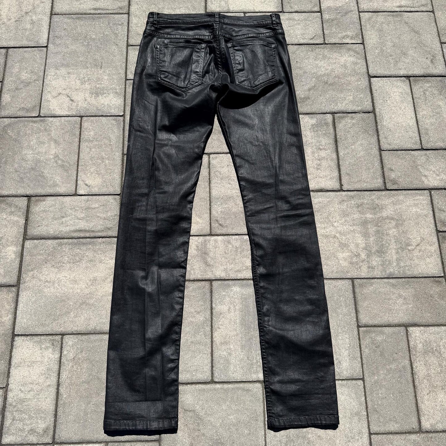 FW13 Rick Owens Black Waxed Berlin Cut Denim
