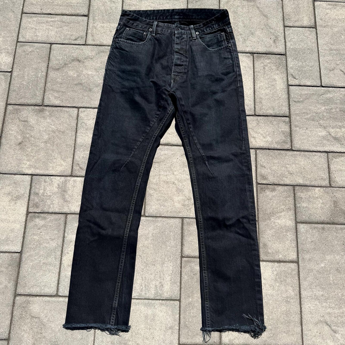 FW16 Rick Owens Black Matte Torrence Cut Denim