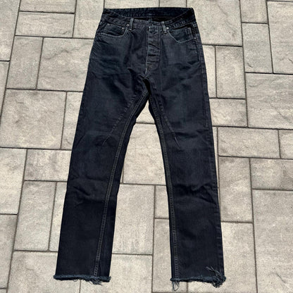 FW16 Rick Owens Black Matte Torrence Cut Denim