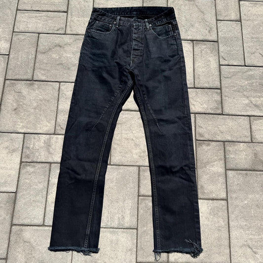 FW16 Rick Owens Black Matte Torrence Cut Denim