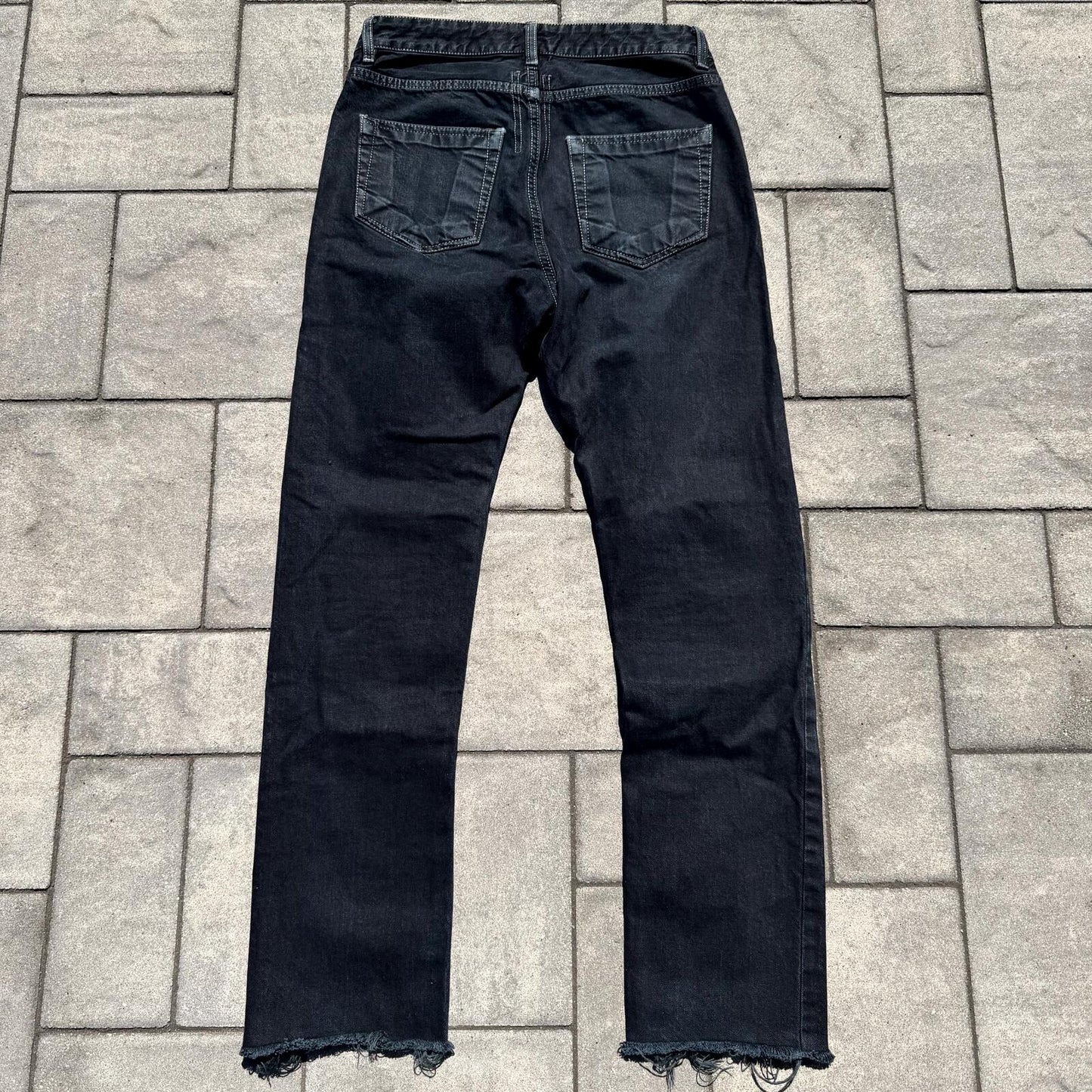 FW16 Rick Owens Black Matte Torrence Cut Denim