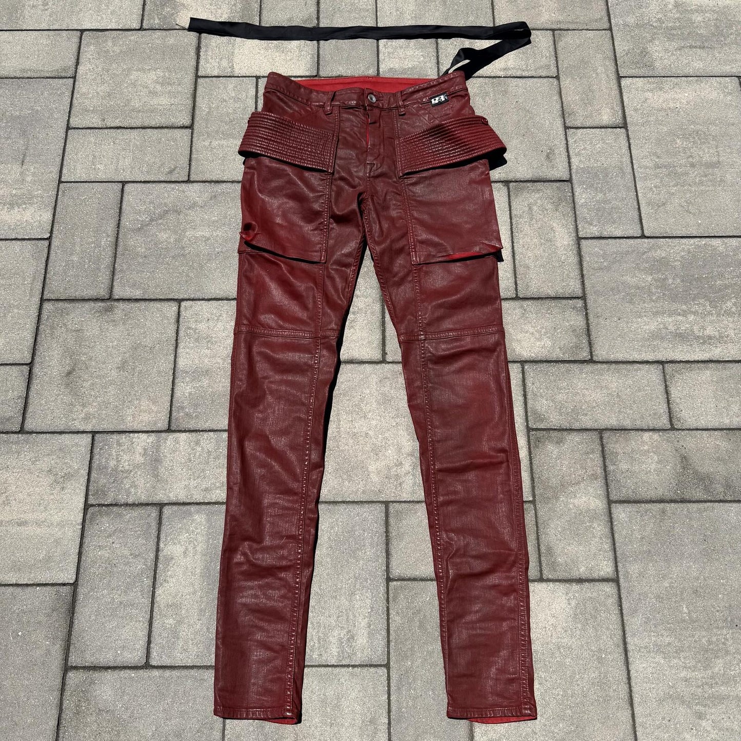 SS21 Rick Owens Cherry Waxed Easy Creatch Cargos