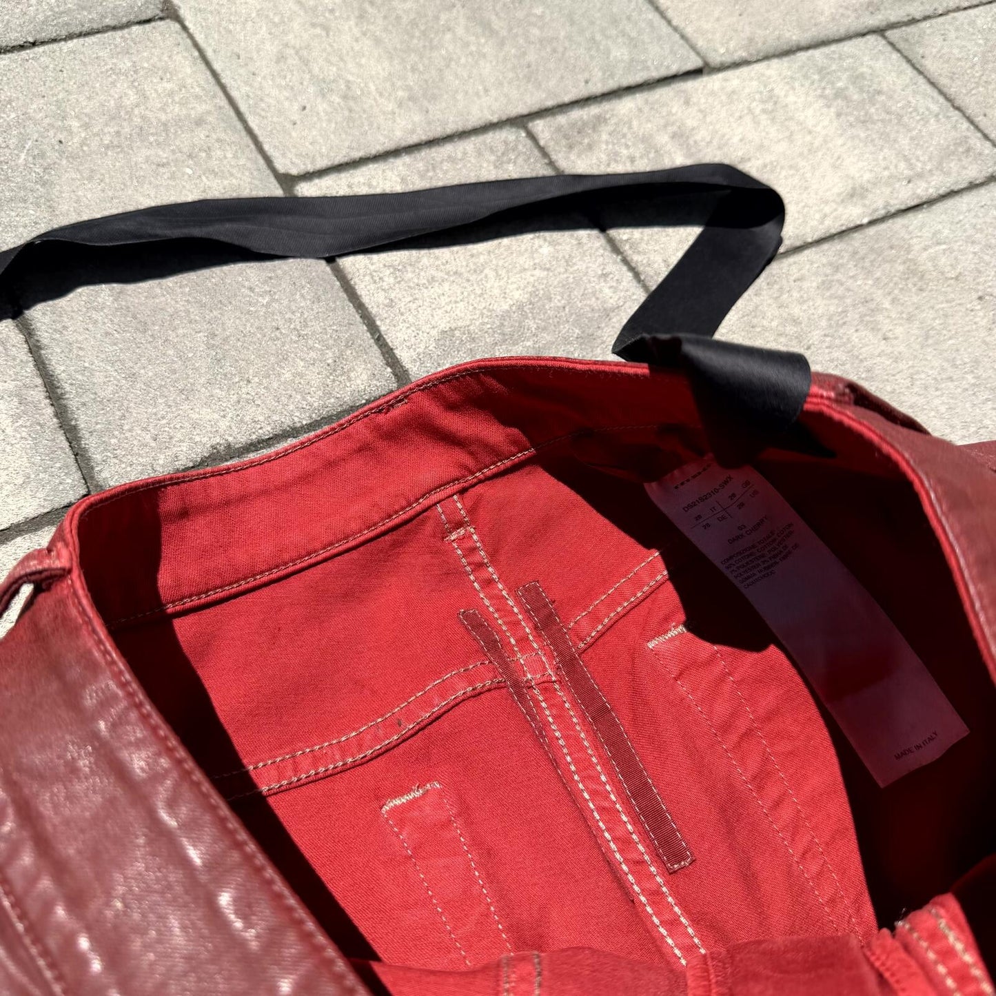 SS21 Rick Owens Cherry Waxed Easy Creatch Cargos