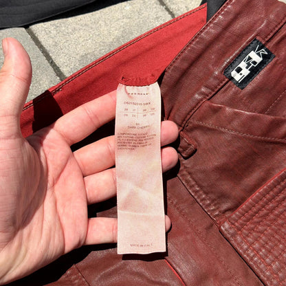 SS21 Rick Owens Cherry Waxed Easy Creatch Cargos