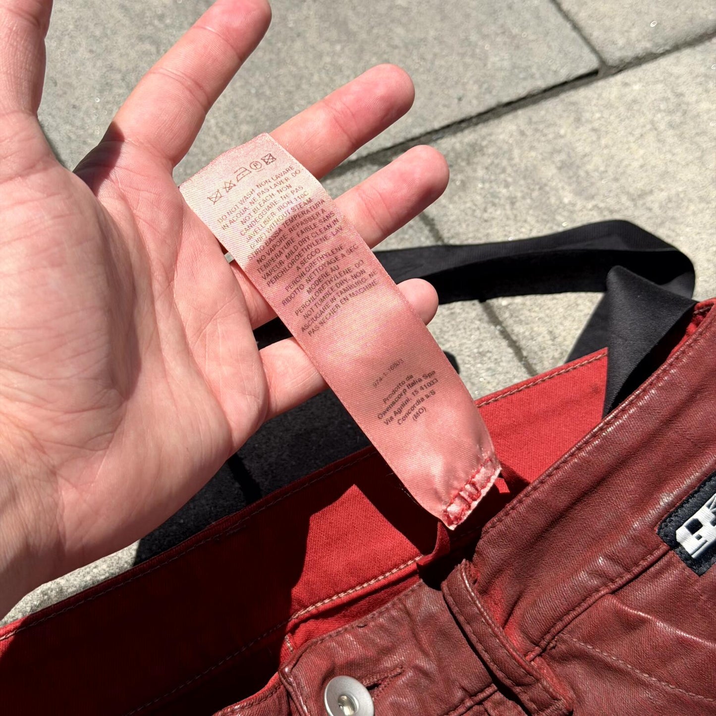SS21 Rick Owens Cherry Waxed Easy Creatch Cargos