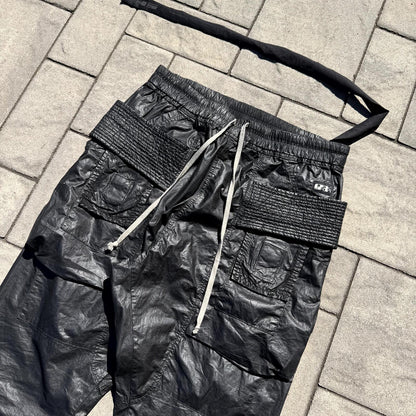 SS21 Rick Owens Black Wax Creatch Cargos