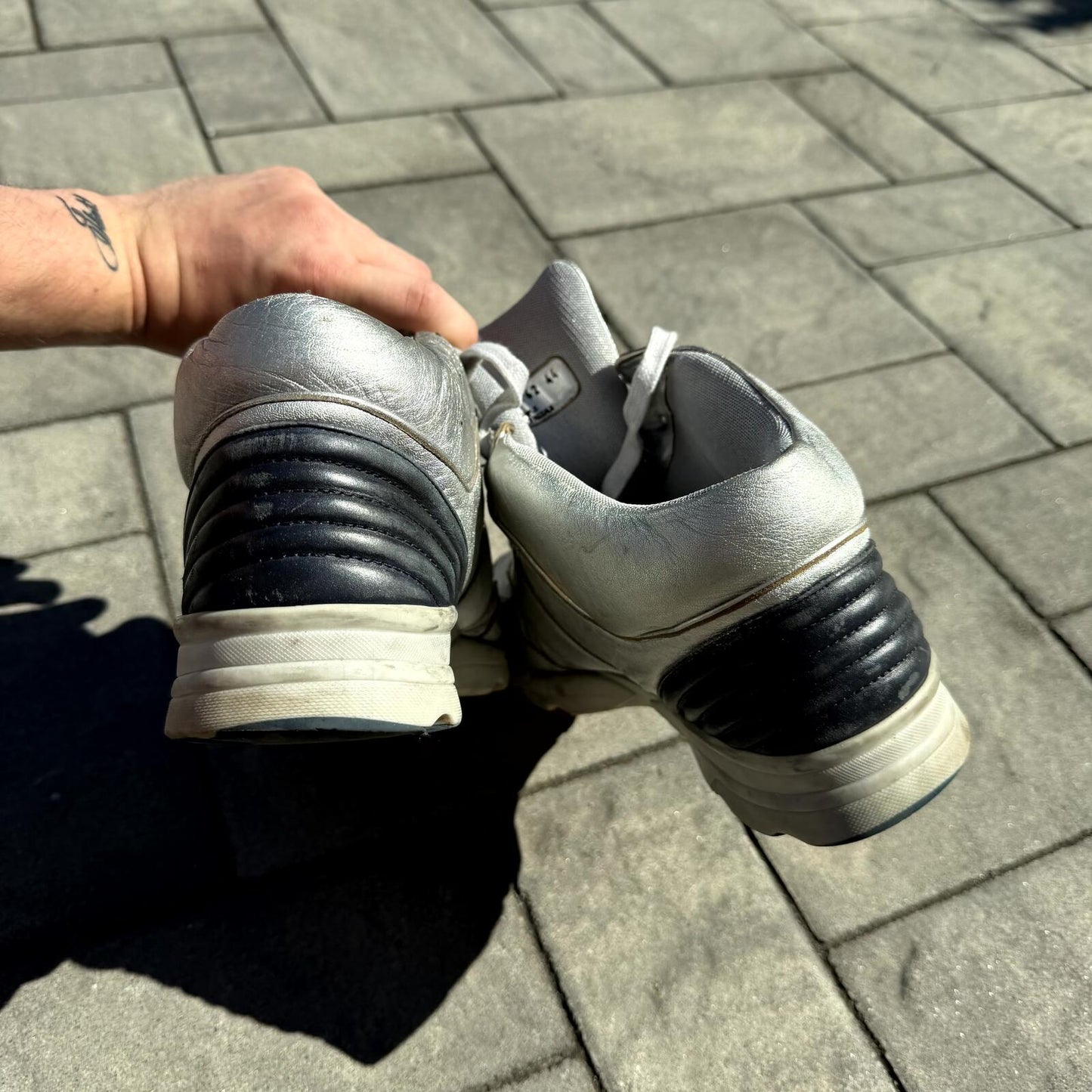 Chanel Sample Silver Mid Top Sneakers
