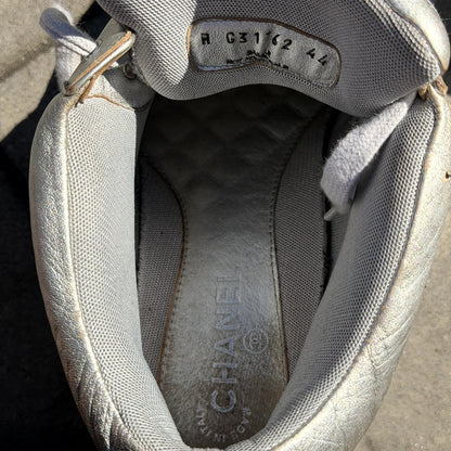 Chanel Sample Silver Mid Top Sneakers