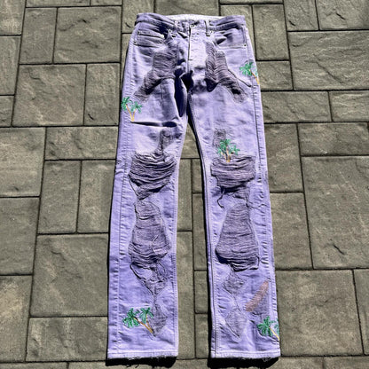 SS18 Vlone Custom Purple Palm Tree Denim