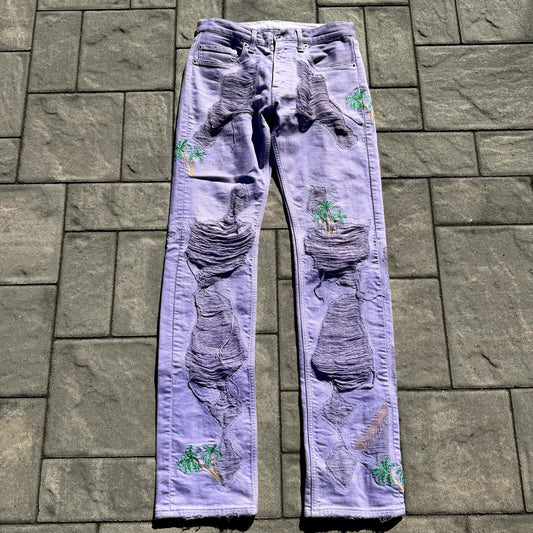 SS18 Vlone Custom Purple Palm Tree Denim