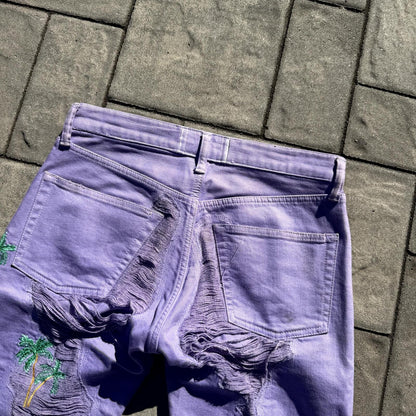 SS18 Vlone Custom Purple Palm Tree Denim