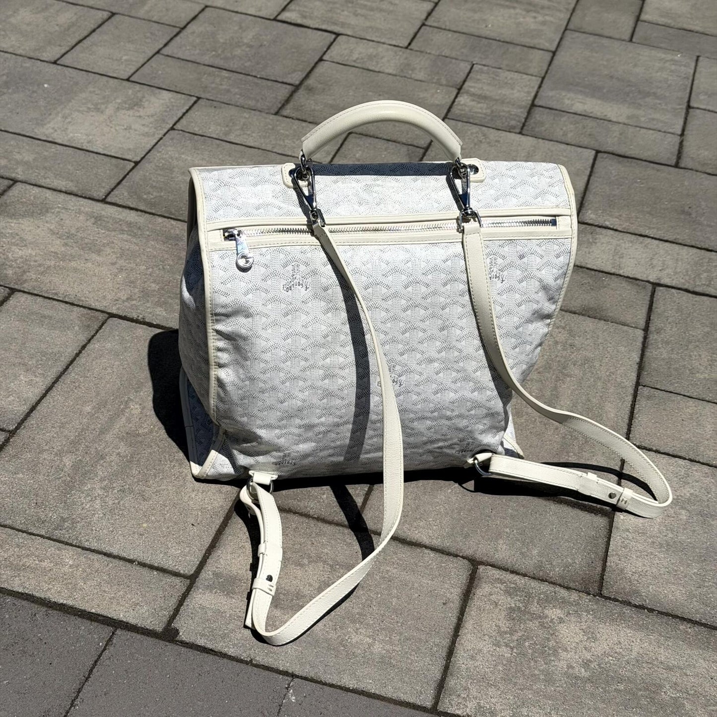 Goyard White Dog St Leger Backpack