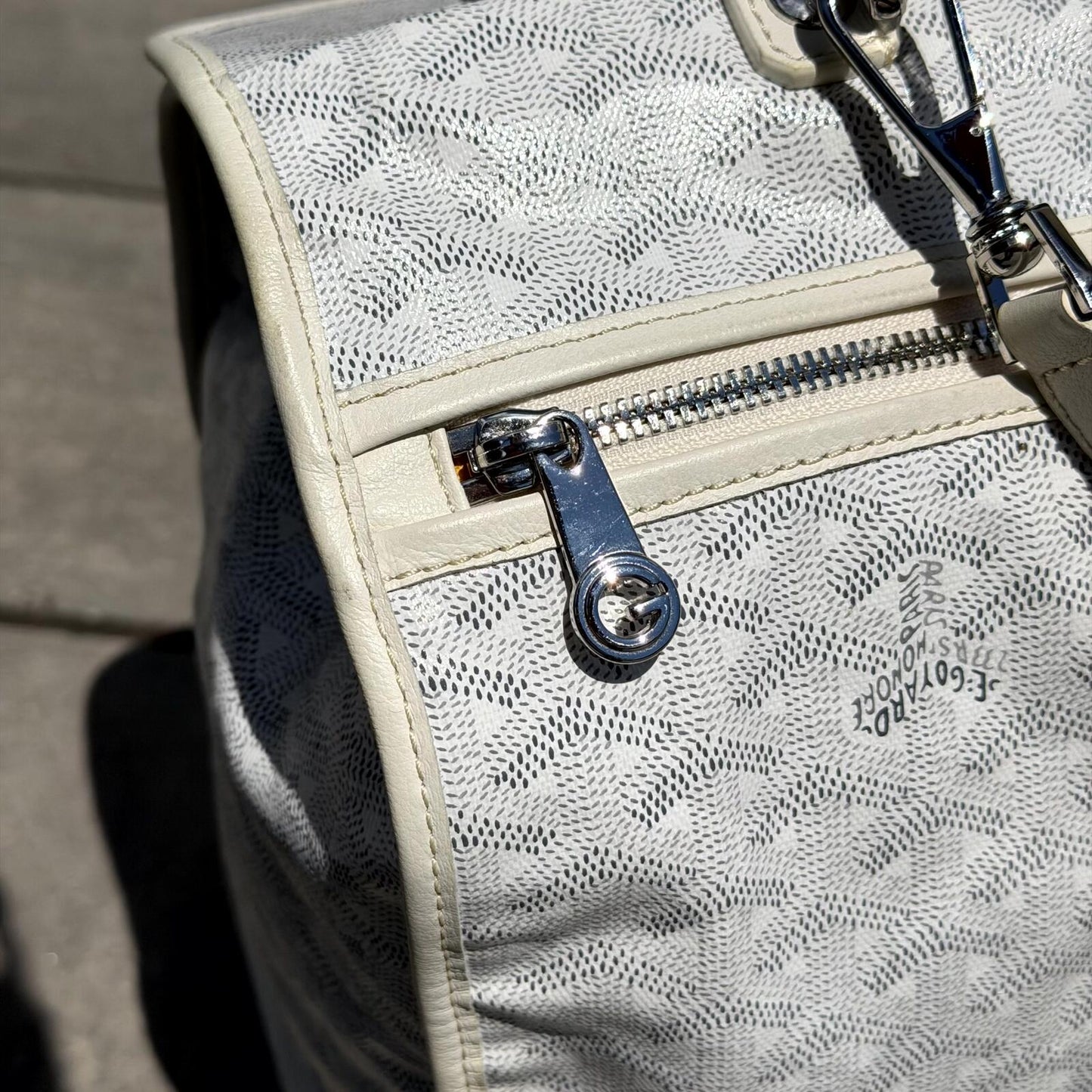 Goyard White Dog St Leger Backpack
