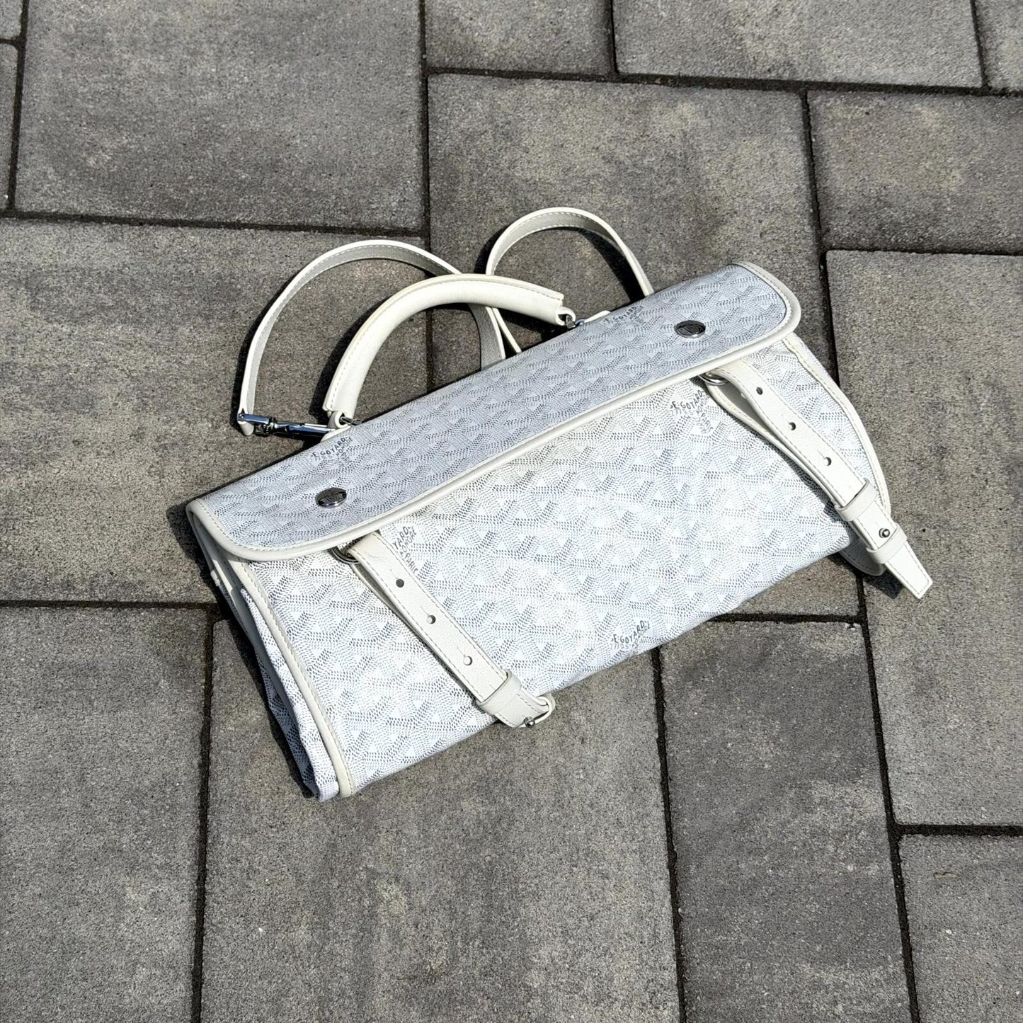 Goyard White Dog St Leger Backpack