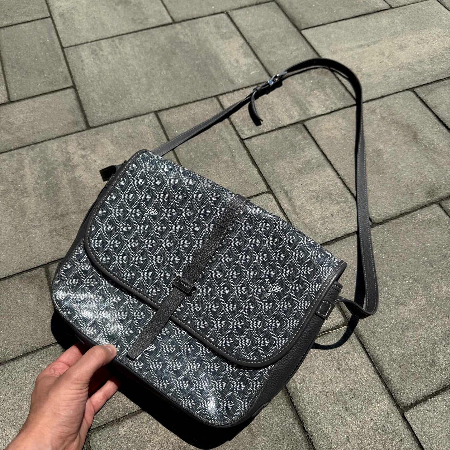 Goyard Grey Belvedere Messenger Bag