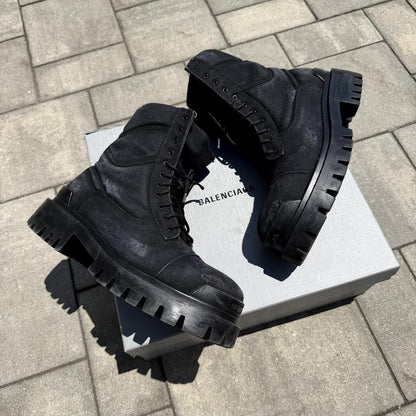 Balenciaga canvas strike boots