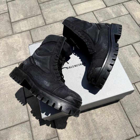 Balenciaga canvas strike boots