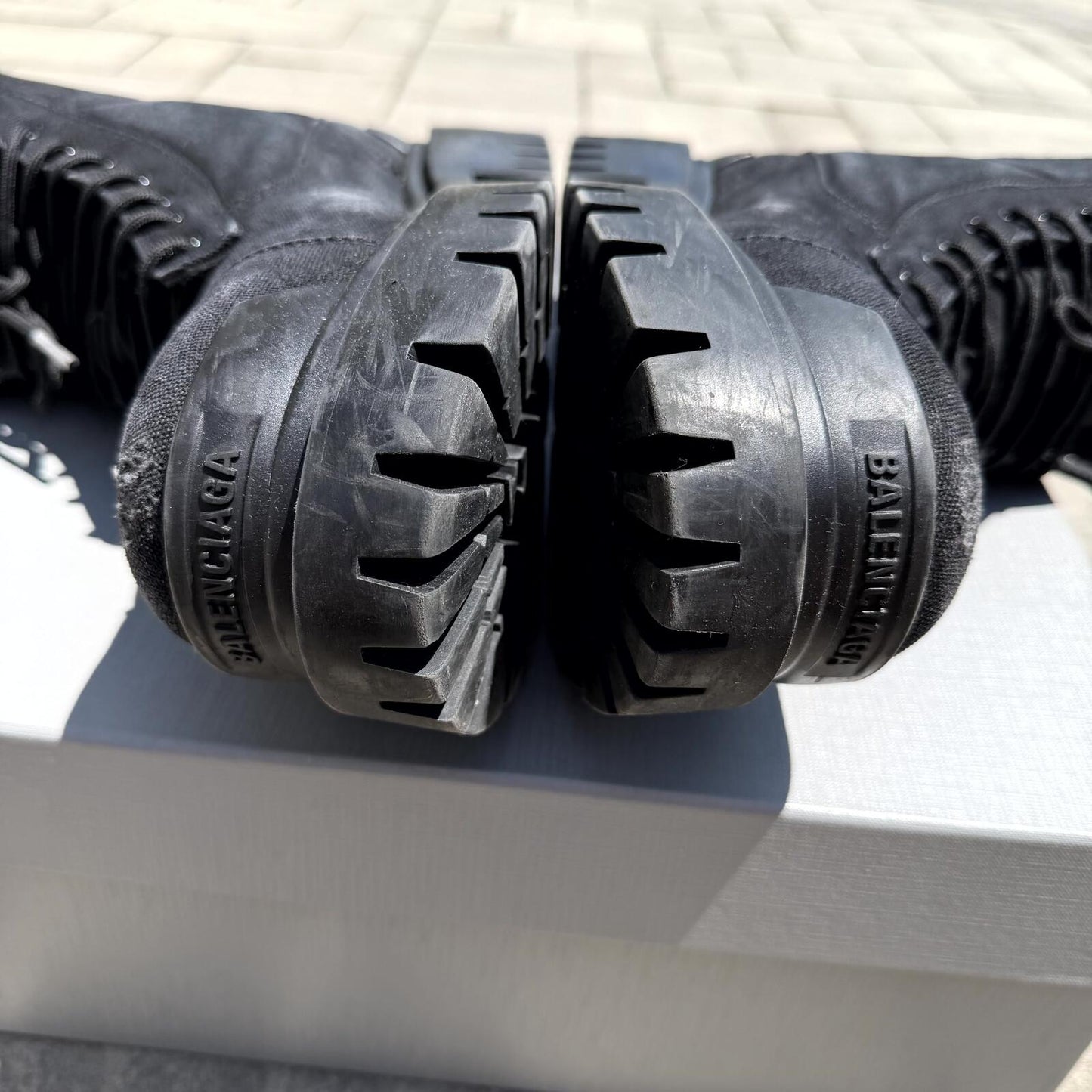 Balenciaga canvas strike boots