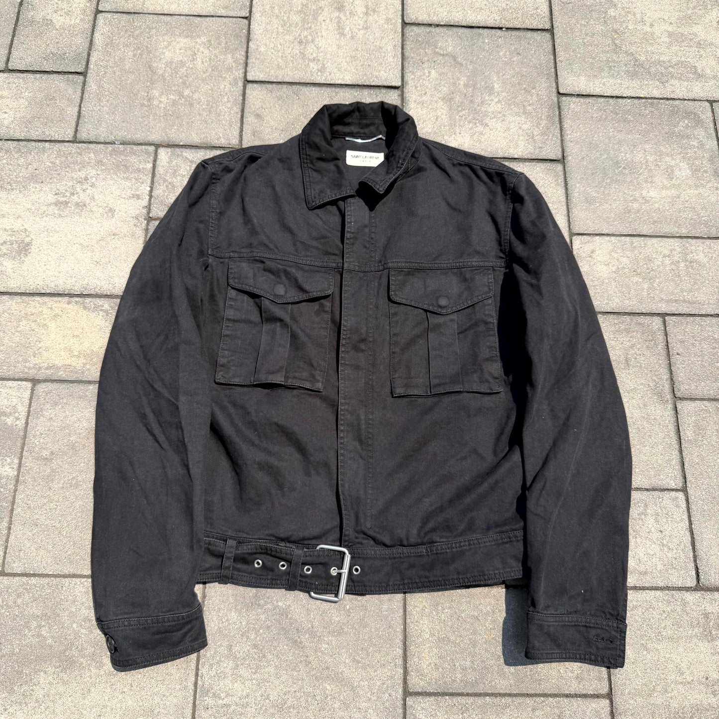 FW15 Saint Laurent Paris Belted Denim Jacket