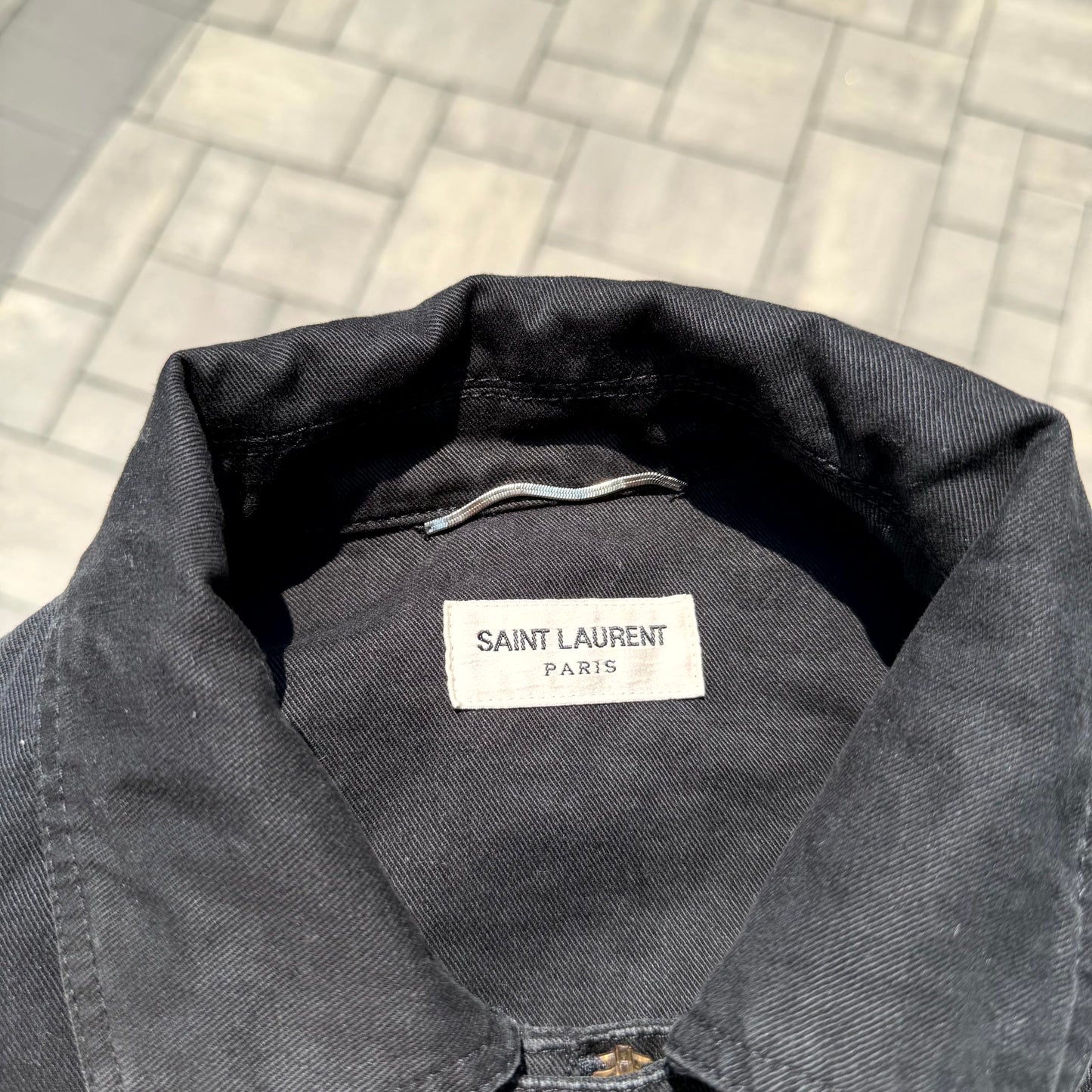 FW15 Saint Laurent Paris Belted Denim Jacket