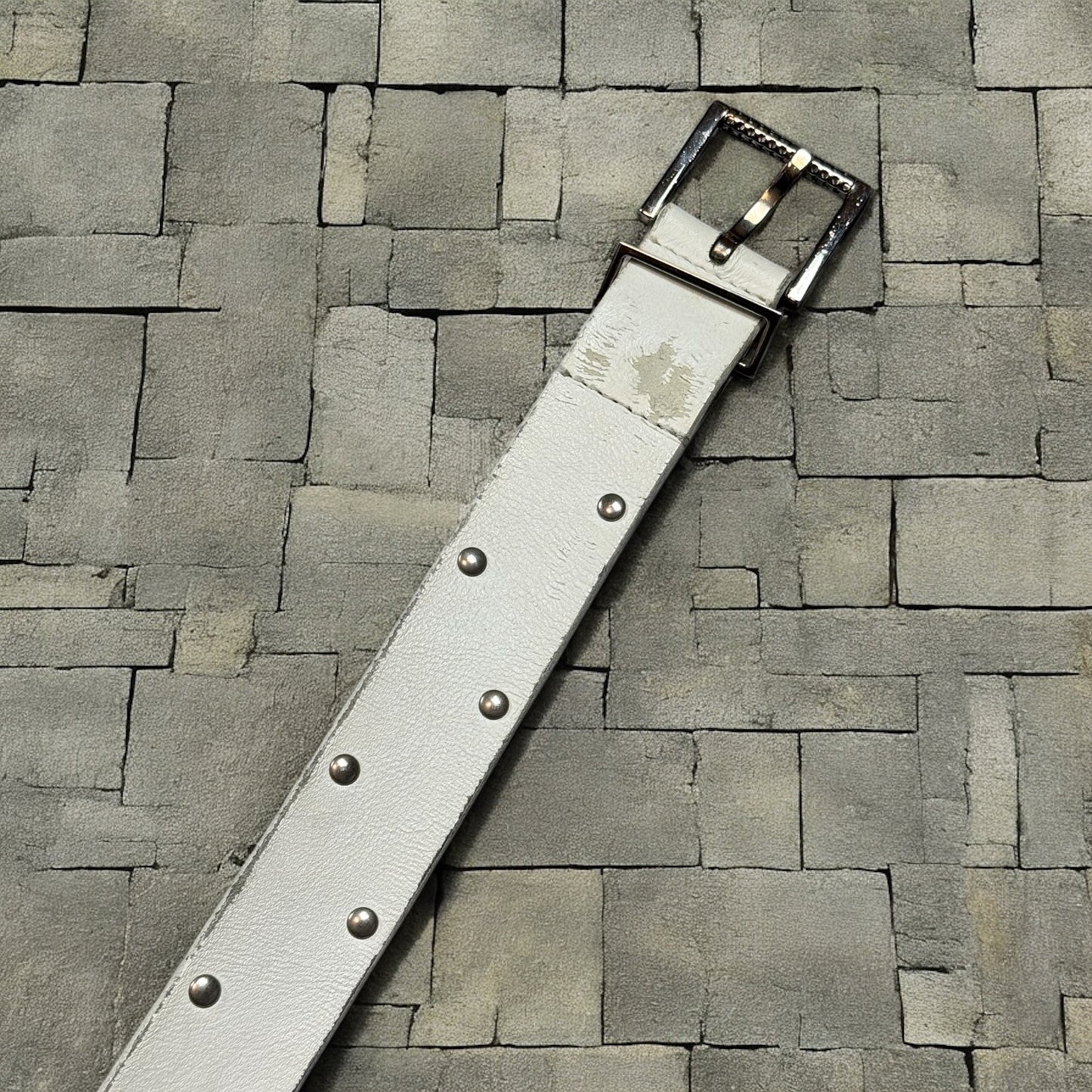 SS04 Dior Homme White Strip Belt