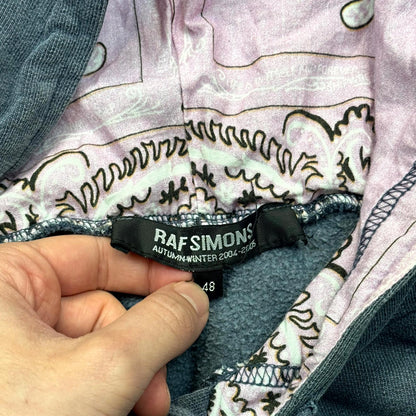 AW04 Raf Simons Pink Reverse Paisley Hoodie