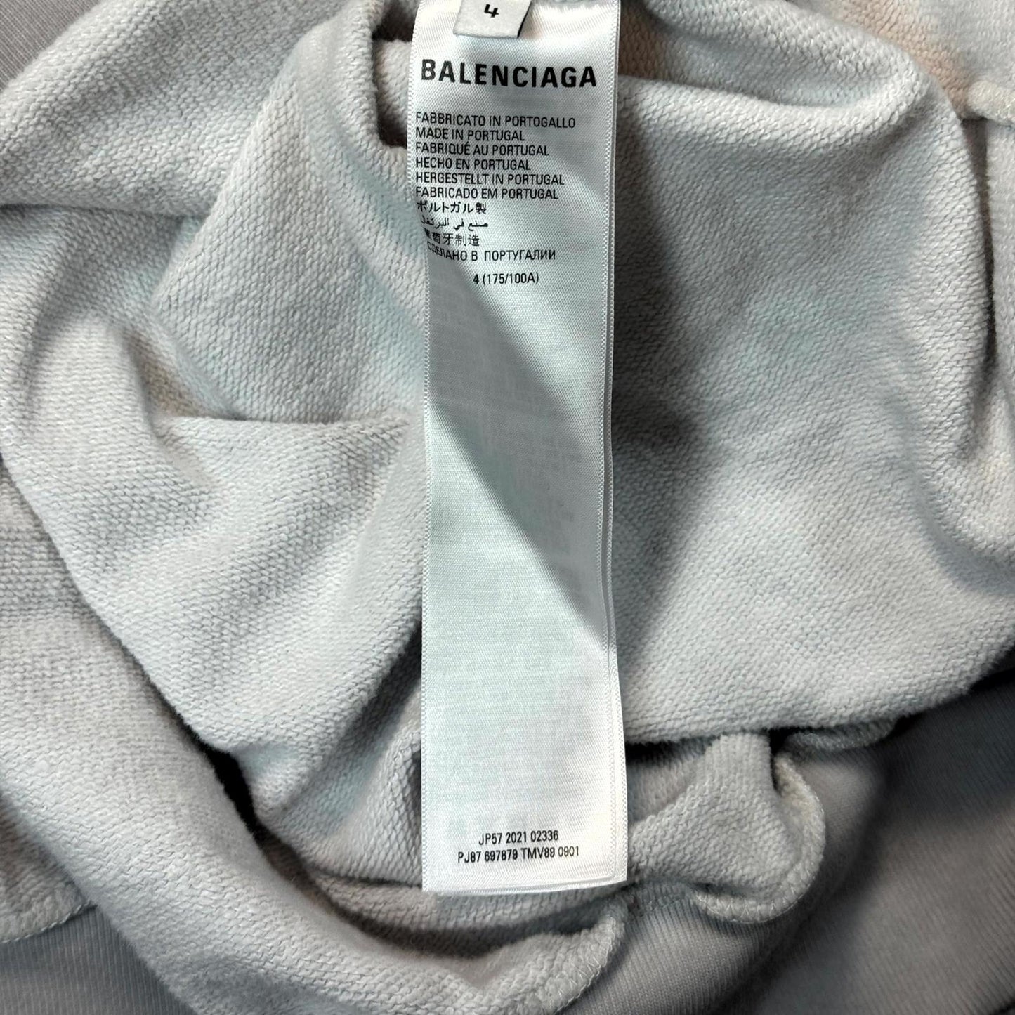 2021 Balenciaga Grey Metal Logo Hoodie